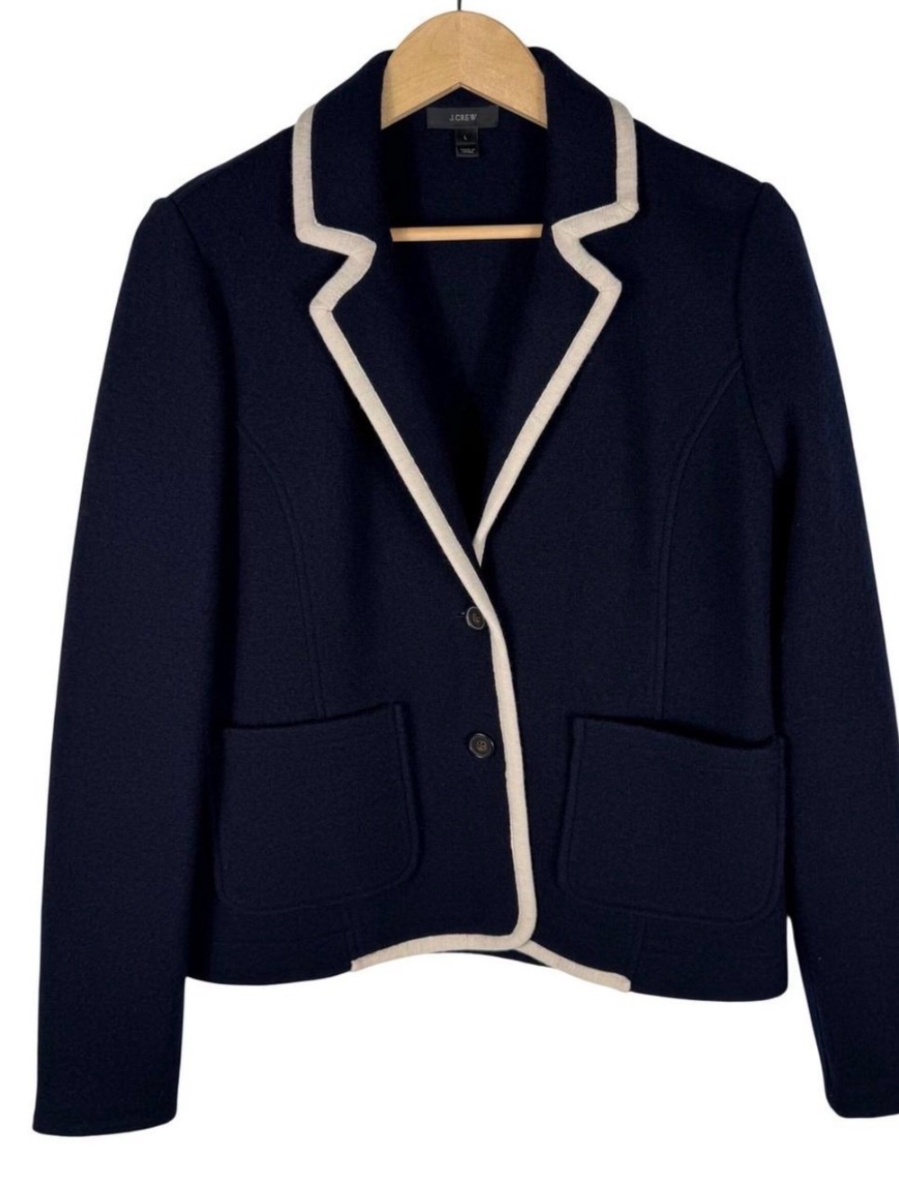J. Crew Navy Blazer with Cream Contrast Trim